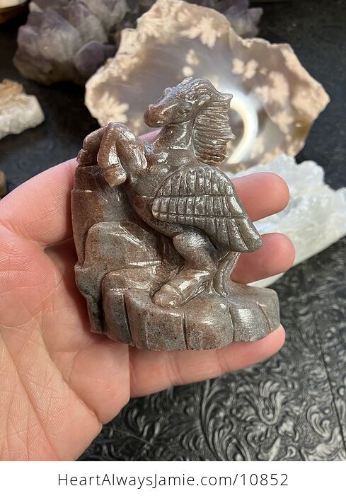 Hand Carved Crystal Stone Pegasus Quartzite Figurine - #rZ6gC4SRLHw-1