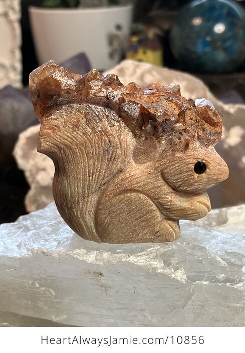 Hand Carved Crystal Stone Squirrel Figurine - #UGe9JFkfKf8-5