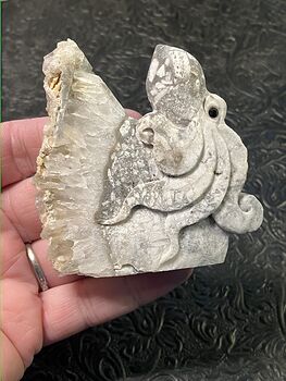 Hand Carved Dual Sided Quartz Crystal Stone Octopus Figurine #VBgNa3JL6cU
