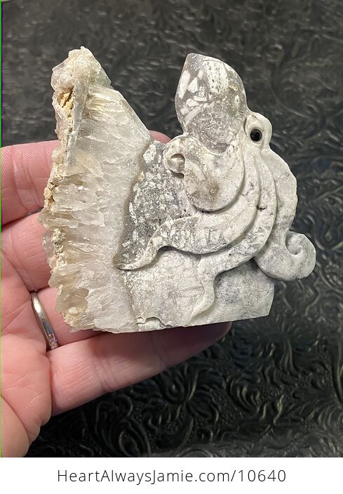Hand Carved Dual Sided Quartz Crystal Stone Octopus Figurine - #VBgNa3JL6cU-1