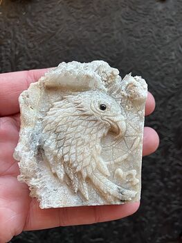 Hand Carved Eagle in Crystal Stone with Points on the Edge #tHBeio1xMQM