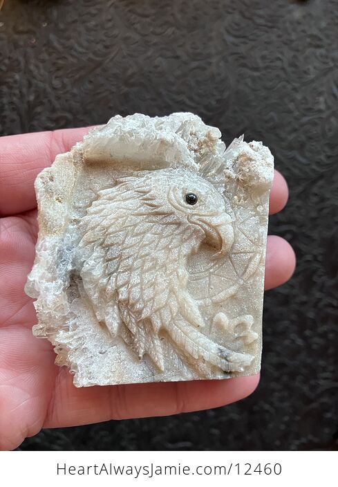 Hand Carved Eagle in Crystal Stone with Points on the Edge - #tHBeio1xMQM-1