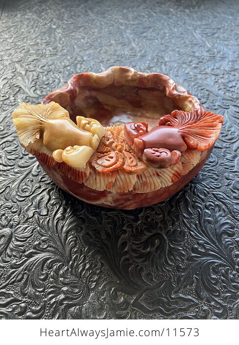Hand Carved Goldfish Stone Bowl - #2OIwZ4YTbYs-6