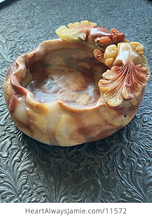 Hand Carved Goldfish Stone Bowl - #WoEgtFhLU6I-6