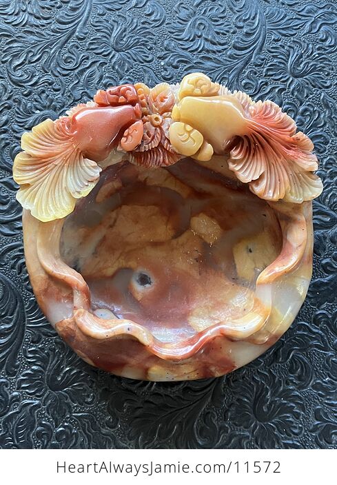 Hand Carved Goldfish Stone Bowl - #WoEgtFhLU6I-2