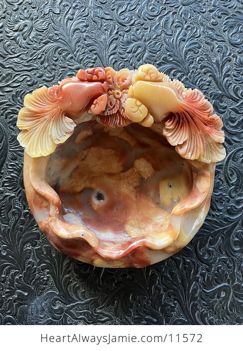Hand Carved Goldfish Stone Bowl - #WoEgtFhLU6I-1