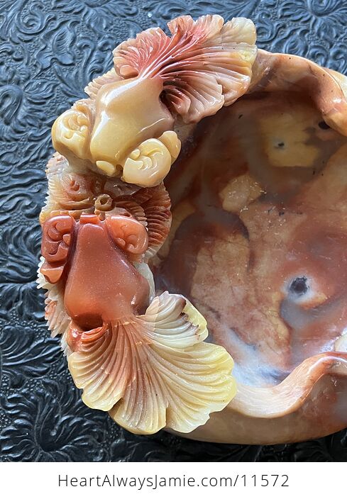 Hand Carved Goldfish Stone Bowl - #WoEgtFhLU6I-3