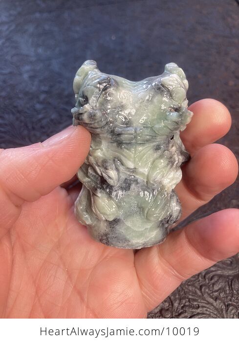 Hand Carved Green Man with Face and Leaves Carved Xiu Yan Jade Crystal Stone Rock Figurine - #z8REQNef1k0-8