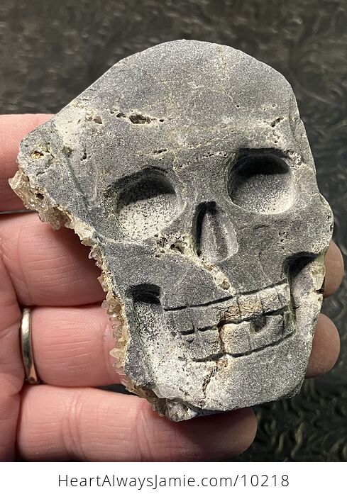 Hand Carved Human Skull Carved Crystal Stone Rock Figurine - #Bo3N9MRTo4M-2