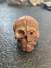 Hand Carved Human Skull with Muscle and Bone Carved Crystal Stone Rock Figurine #L9buqWWyZdc