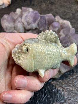 Hand Carved Jade Crystal Stone Fish Figurine #OFvaujUD95g