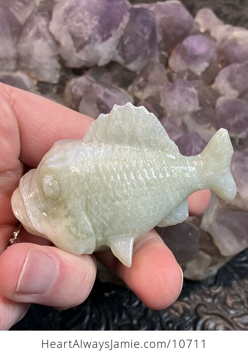 Hand Carved Jade Crystal Stone Fish Figurine - #TiovlJAIy2A-3