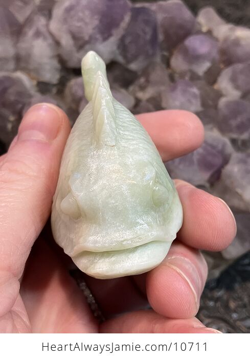Hand Carved Jade Crystal Stone Fish Figurine - #TiovlJAIy2A-2