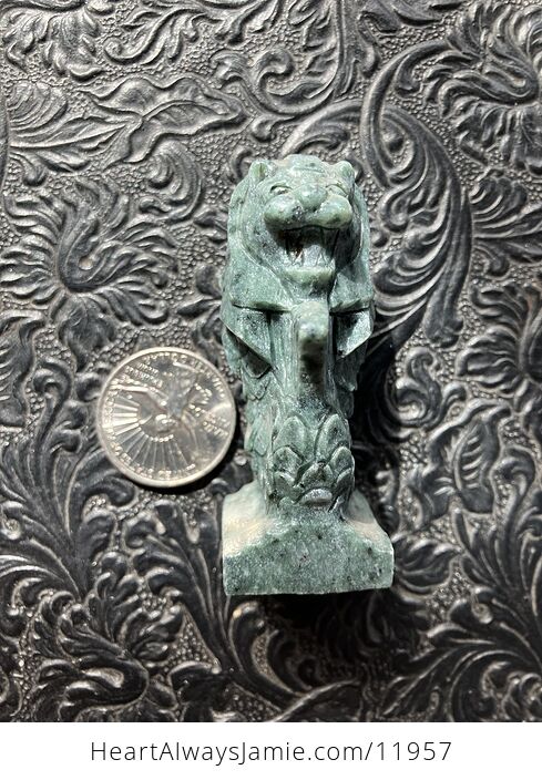 Hand Carved Merlion Figurine in Green Jade Crystal Stone - #3MA5fdwUcqY-2