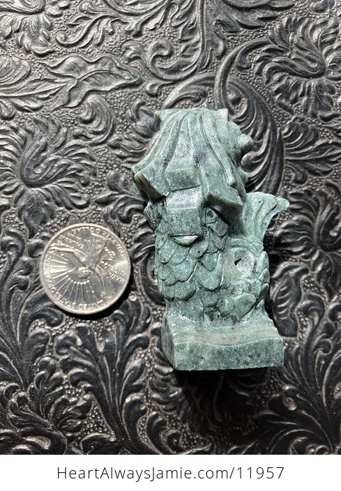 Hand Carved Merlion Figurine in Green Jade Crystal Stone - #3MA5fdwUcqY-3
