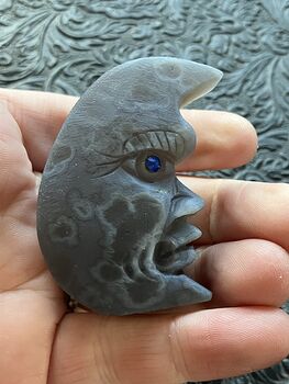 Hand Carved Moon Face Amethyst Crystal Figurine Sculpture #TrN7xHL4uFU
