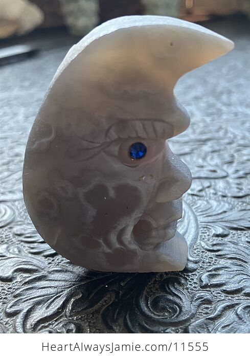 Hand Carved Moon Face Amethyst Crystal Figurine Sculpture - #TrN7xHL4uFU-2