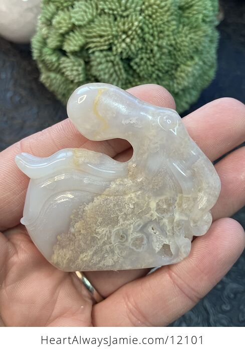 Hand Carved Natural Agate Crystal Octopus Figurine - #hH6RayJZbsE-1