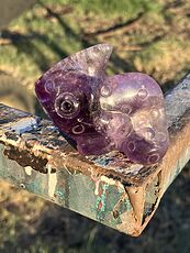 Hand Carved Purple Amethyst Stone Chameleon Lizard Crystal Figurine #mD9BGfuaYBE