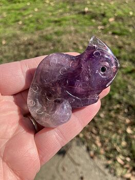 Hand Carved Purple Amethyst Stone Chameleon Lizard Crystal Figurine #5koAzulVkXc