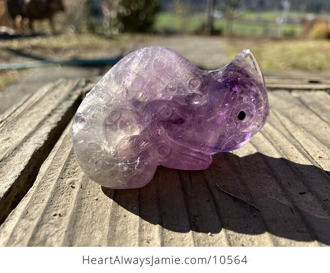 Hand Carved Purple Amethyst Stone Chameleon Lizard Crystal Figurine - #5koAzulVkXc-5