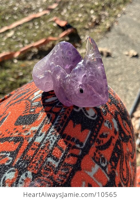 Hand Carved Purple Amethyst Stone Chameleon Lizard Crystal Figurine - #EJryC0jC7tw-6