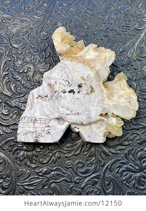 Hand Carved Skull in Crystal Stone with Points on the Edge - #W8UExOMMjT4-8