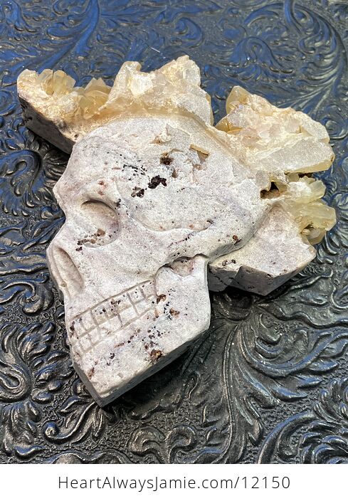 Hand Carved Skull in Crystal Stone with Points on the Edge - #W8UExOMMjT4-9