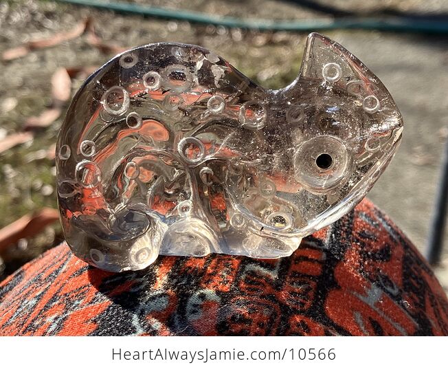 Hand Carved Smoky Quartz Stone Chameleon Lizard Crystal Figurine - #U8J6oMuNOzc-4