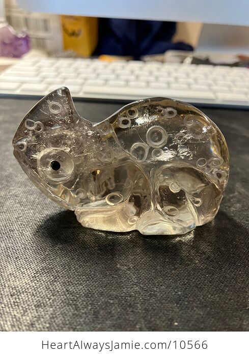 Hand Carved Smoky Quartz Stone Chameleon Lizard Crystal Figurine - #U8J6oMuNOzc-3