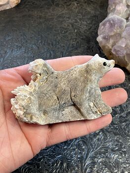 Hand Carved Stone Bear Crystal Figurine #B63lGSaj0Yw