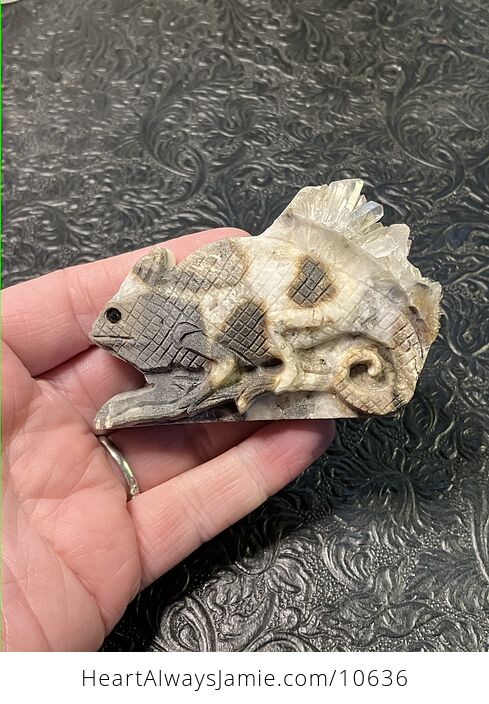Hand Carved Stone Chameleon Lizard Crystal Figurine - #RK1YSVQBy1A-1