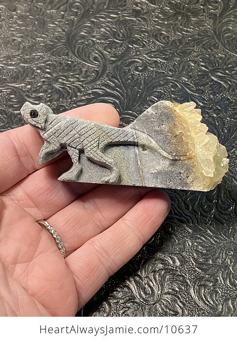 Hand Carved Stone Dinosaur Crystal Figurine - #qIpFF0ESu0c-1