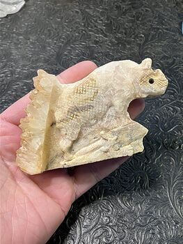 Hand Carved Stone Rhinoceros Crystal Figurine #1SB53v6USHM