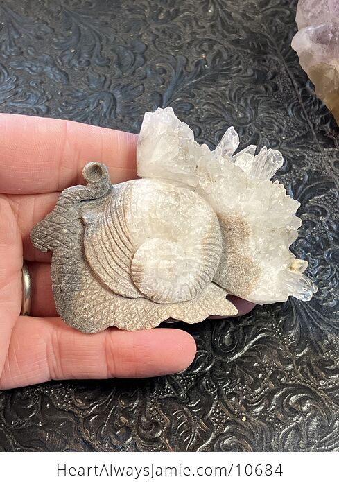 Hand Carved Stone Snail Crystal Figurine - #4sJ0evt67ZU-1