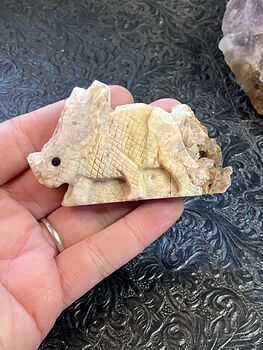 Hand Carved Stone Triceratops Dinosaur Crystal Figurine #w4UGmvrDDKM