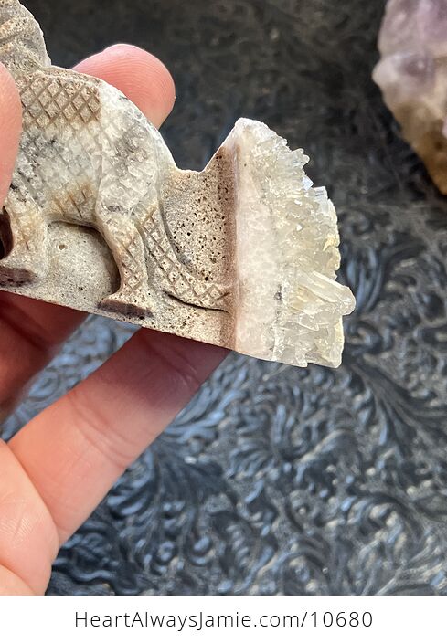 Hand Carved Stone Triceratops Dinosaur Crystal Figurine - #Ork0dLyXfjI-3