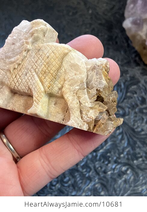 Hand Carved Stone Triceratops Dinosaur Crystal Figurine - #w4UGmvrDDKM-3