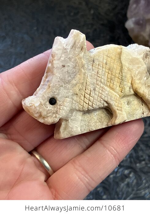 Hand Carved Stone Triceratops Dinosaur Crystal Figurine - #w4UGmvrDDKM-2