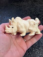 Hand Carved Tagua Nut Rhinoceros Figurine #bubPWkKPukA