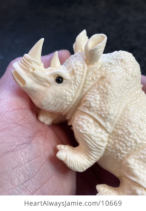 Hand Carved Tagua Nut Rhinoceros Figurine - #bubPWkKPukA-2