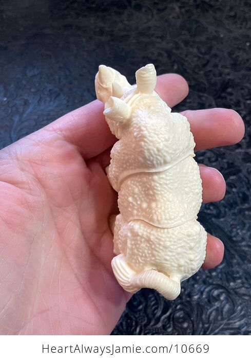 Hand Carved Tagua Nut Rhinoceros Figurine - #bubPWkKPukA-5