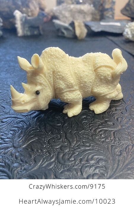 Hand Carved Tagua Nut Rhinoceros Figurine - #gRxbSD4Ou3o-1