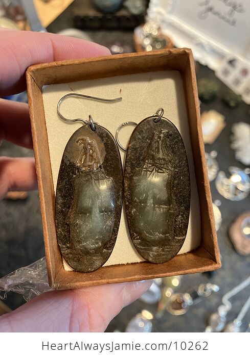 Haunted Ghost Ship Carved Stone Halloween Jewelry Earrings - #HAx0prtkltM-2