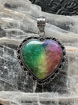 Heart Rainbow Quartz Crystal Stone Jewelry Pendant #UzbHhMkQLOo