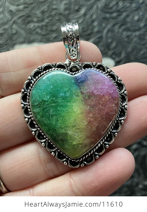 Heart Rainbow Quartz Crystal Stone Jewelry Pendant - #UzbHhMkQLOo-2