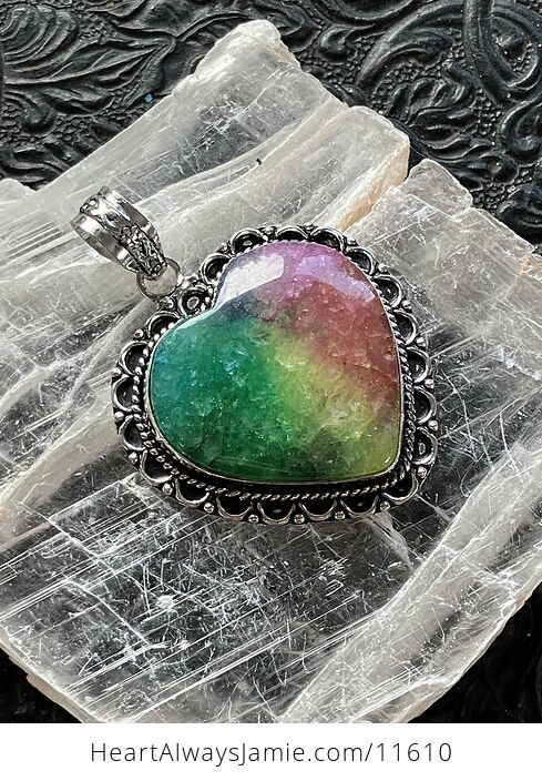 Heart Rainbow Quartz Crystal Stone Jewelry Pendant - #UzbHhMkQLOo-4