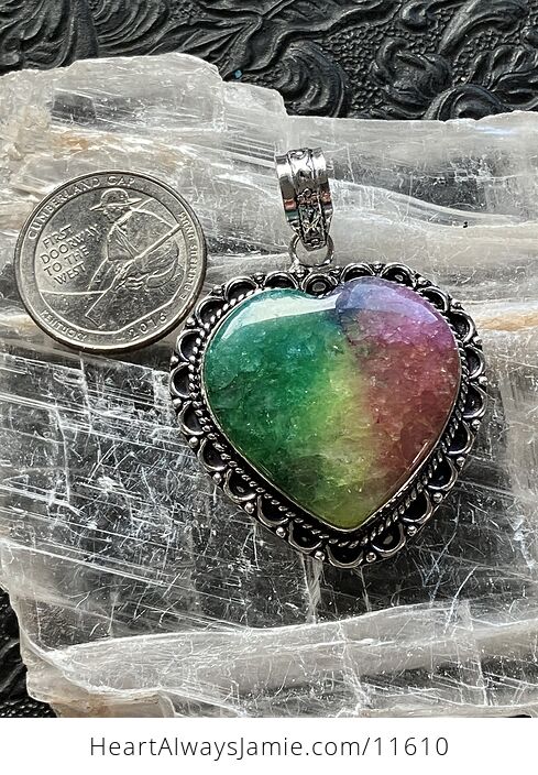 Heart Rainbow Quartz Crystal Stone Jewelry Pendant - #UzbHhMkQLOo-5