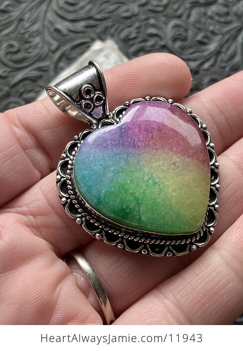 Heart Rainbow Quartz Crystal Stone Jewelry Pendant - #XJvLObeE0LA-3