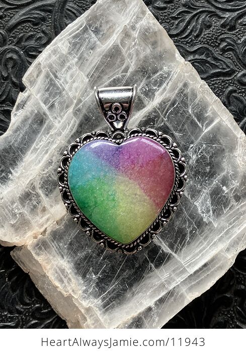 Heart Rainbow Quartz Crystal Stone Jewelry Pendant - #XJvLObeE0LA-1